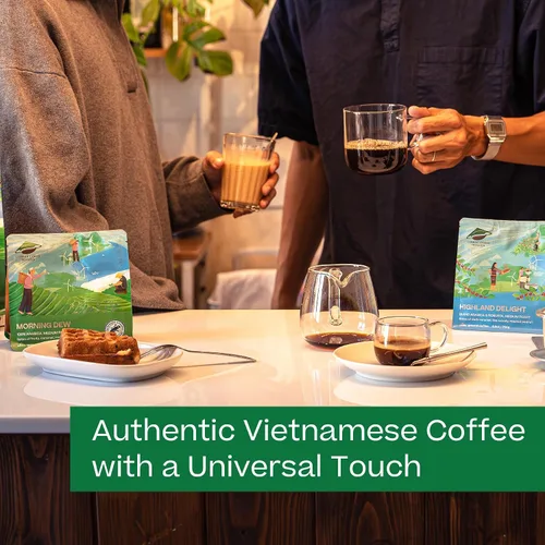 Vista 4 de Conihat Café de grano entero - 100% arábica vietnamita premium, tostado medio, notas afrutadas, caramelo y avellana, rico y suave, bajo en ácido
