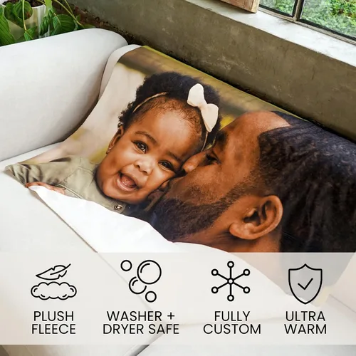 Vista 5 de Pure Country Weavers envía al día siguiente, manta súper suave de forro polar con foto personalizada - Imagen personalizable - Fabricada en Estados