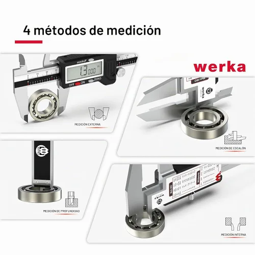 Vista 4 de Werka - Calibrador digital de 0 a 6 pulgadas, herramienta de medición de acero inoxidable