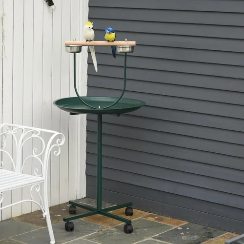 Vista 2 de Pawhut 49" Bird Play Stand w/Ruedas - Verde