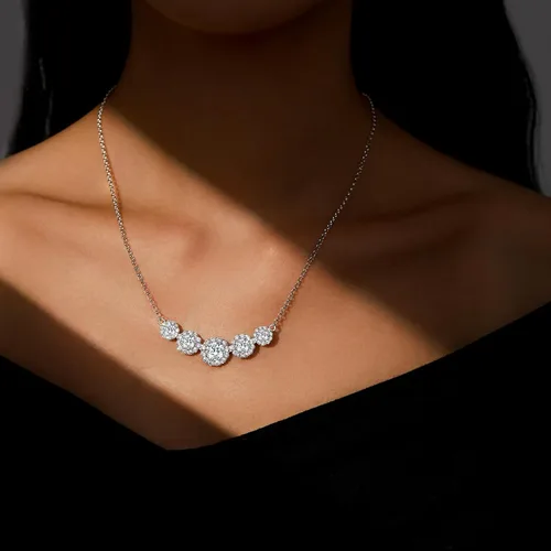 Vista 2 de Smile Pendant Necklace for Women Moissanite Lab-Created Gem Jewelry for Women I Love You Wedding Anniversary Birthday Christmas Valentine
