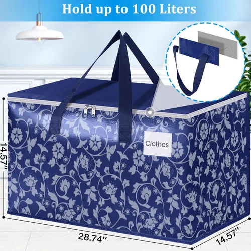 Vista 2 de HomeHacks Bolsas de mudanza, cajas de mudanza de tamaño extragrande, bolsas de equipaje resistentes con cremallera suave y asas resistentes, gran