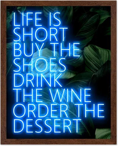 Vista 19 de Poster Master Life Is Short - Póster con texto en inglés "Buy the Shoes", impresión motivacional, arte neón, arte moderno, regalo para hombres
