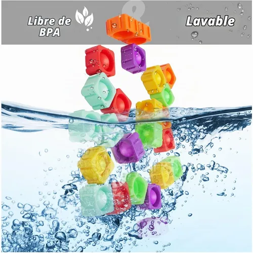 Vista 5 de Bloques Pop Fidget Toys, Bloques de Construcción DIY de Silicona Arcoíris Popper Infinity, Juego de Aprendizaje de Palabras CVC, Fonética