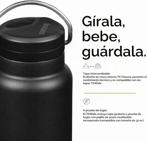 Vista 4 de Klean Kanteen TKWide 32oz (con tapa giratoria) - Negro