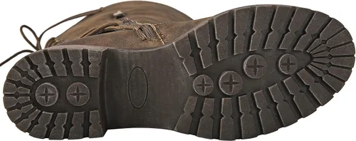 Vista 6 de GLOBALWIN - Botas de combate de equitación altas con cordones para mujer, cómodas botas góticas de motocicleta para mujer con cremallera y tacón