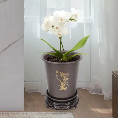 Vista 4 de 3 Sets Orchid Flower Pots Plastic Planters with Drainage Tray