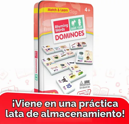 Vista 4 de Junior Learning Juegos educativos de acción de dominó de palabras rimantes, multicolor, modelo: JL490