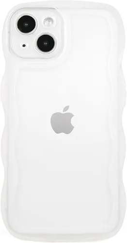 Vista 73 de SKYLMW Funda compatible con iPhone 12 Pro, diseño de ondas rizadas kawaii, borde chapado de lujo, elegante parte trasera transparente brillante, TPU