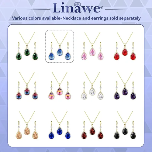 Vista 6 de Linawe Aretes colgantes de diamantes de imitación de cristal de diamantes de imitación de circonita cúbica colgantes, oro de 14 quilates y piedra