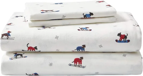 Vista 21 de Eddie Bauer - Sábanas individuales, juego de ropa de cama de franela de algodón, cepillada para mayor suavidad, decoración acogedora para el hogar