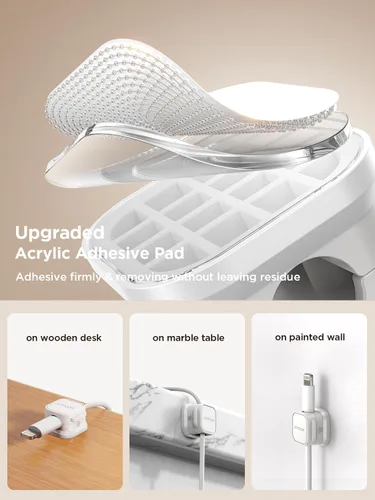 Vista 4 de Paquete de 12 Soportes Magnéticos para Cables, Organizador de Cables Clip para Cable para Gestión de Escritorio, JOYROOM Clip de Cable Ajustable