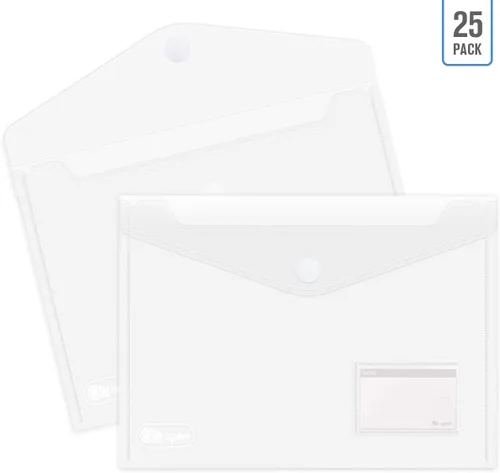 Vista 8 de ABSOFINE Paquete de 25 carpetas de sobres de plástico transparente, tamaño carta A4, 100% transparente, cierre de gancho y bucle, bolsillo