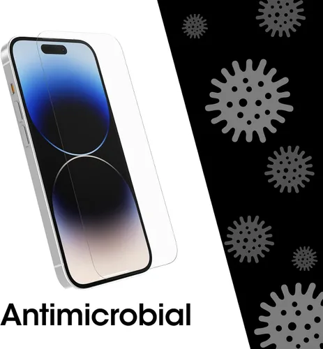 Vista 3 de OtterBox AMPLIFY - Protector de pantalla antimicrobiano de vidrio para iPhone 14 Pro Max (solamente), respuesta táctil impecable, resistente a