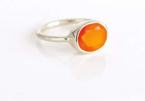 Vista 119 de Oval Birthstone Ring Bezel Set in Vermeil Gold, Sterling Silver, or Rose Gold, Stacking Birthstone Ring [rOMB]