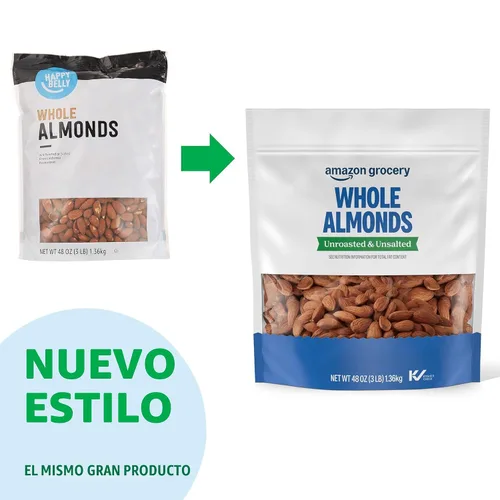 Vista 4 de Marca Amazon - Almendras enteras crudas Happy Belly, 48 onzas (Paquete de 1)
