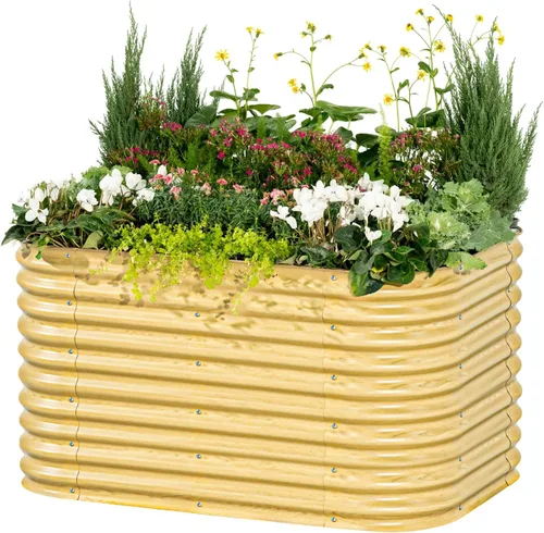 Vista 25 de Vego garden Jardinera elevada redonda de 32 pulgadas de alto y 42 pulgadas para jardín, para verduras, flores, patio, gris moderno