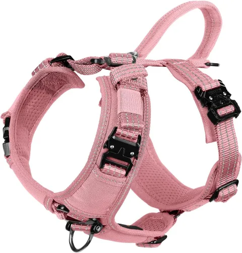 Vista 12 de ICEFANG Arnés de correa para perro con accesorios de metal, para perro de tamaño pequeño, chaleco K9, acolchado suave en forma de Y, arnés ajustable