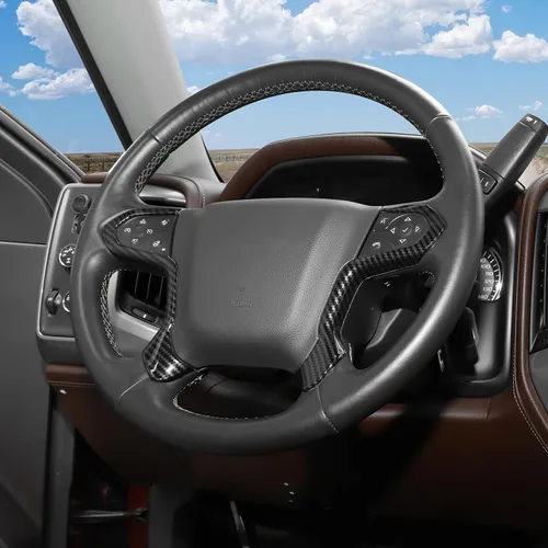 Vista 7 de RT-TCZ para Tapa de Panel de Volante de Fibra de Carbono para Chevrolet Silverado/Suburban/Tahoe 2014-2018 para GMC Sierra/Yukon 2014-2018 Negro
