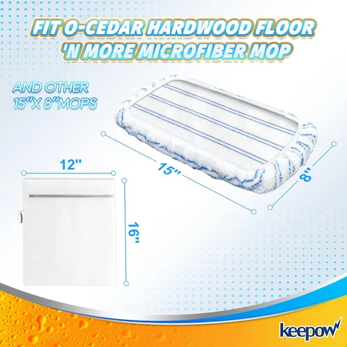 Vista 3 de KEEPOW Almohadillas reutilizables para trapeador compatibles con mopa de microfibra O Cedar Hardwood Floor'N More, cabezales de repuesto para uso