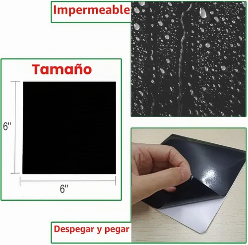 Vista 6 de Adhesivos para azulejos, 50 unidades, autoadhesivas, de 6 x 6 pulgadas, impermeable, a prueba de aceite, extraíble para decoración del hogar de Negro