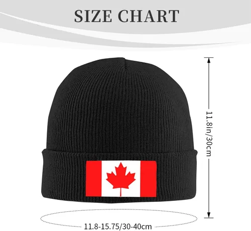 Vista 3 de Gorro de punto holgado con diseño de calavera y diseño de bandera canadiense, gorro de invierno