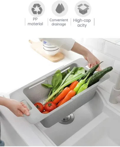 Vista 5 de BeyondNice Colador sobre el fregadero - Lavar verduras y frutas, escurrir la pasta cocida y platos secos, espesa coladores y coladores extensibles