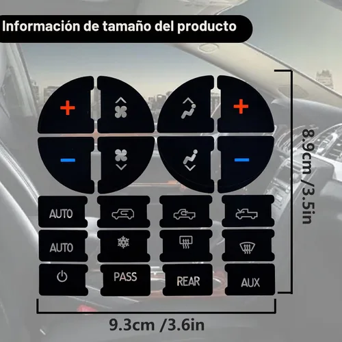 Vista 2 de 2 Paquetes Kit de Reparación de Botones del Tablero de CA Calcomanías Adhesivas - Compatible con Chevy, para Reparar Botones de Control de A/C 2 pzas
