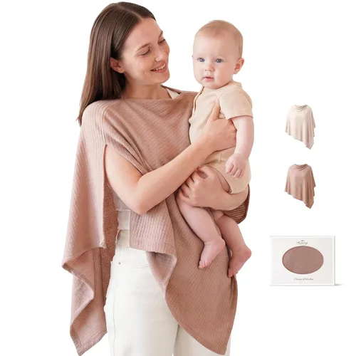 Vista 9 de Konssy - Funda de lactancia para lactancia materna, suave y transpirable, poncho de privacidad Beige