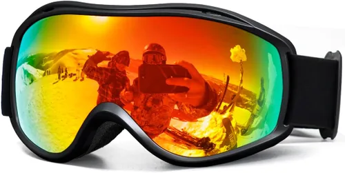 Vista 11 de FMY Gafas de esquí y snowboard OTG, protección UV400, anti niebla, gafas de esquí para motos de nieve para hombres, mujeres y jóvenes