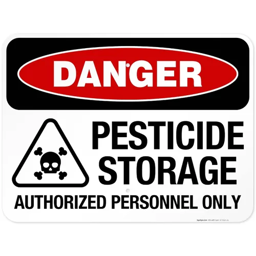 Vista 19 de Danger Pesticide Storage Authorized Personnel Only Sign, 10x7 Inches, Rust Free .040 Aluminum, Made in USA by Sigo Signs