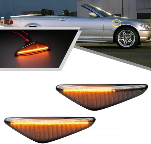 Vista 10 de 2 piezas de luces de señalización laterales intermitentes LED color ámbar para BMW Serie 3 E46 Coupé Convertible LCI 323Ci 325Ci 328Ci 330Ci Lente