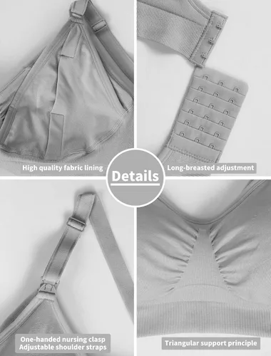 Vista 6 de iloveSIA Nursing Bras for Mom Breastfeeding, Seamless Supportive Sleep Bra for Maternity Postpartum S-2XL 3Pack