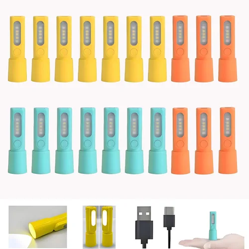 Vista 7 de Paquete de 4 mini linternas LED pequeñas, linternas recargables USB C, linterna combinada de linterna de campamento, linternas ultraligeras con zoom