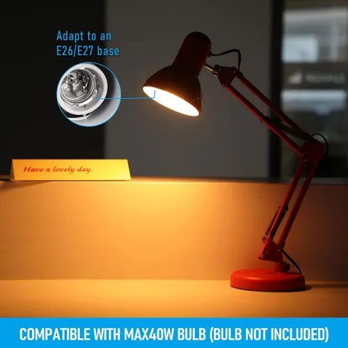 Vista 7 de TORCHSTAR Lámpara de escritorio de metal con abrazadera, brazo oscilante, lámpara de mesa ajustable de cuello de ganso para arquitecto, luces