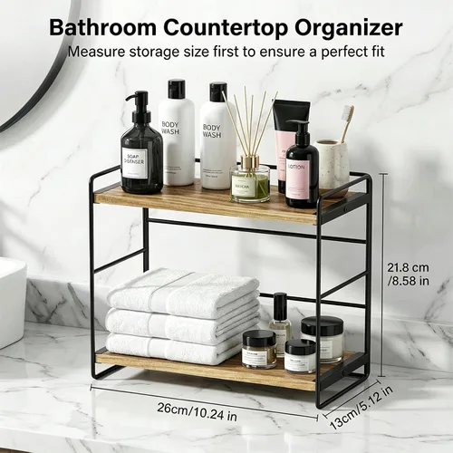 Vista 3 de SRIWATANA Paquete de 2 organizadores de encimera de baño, organizadores de encimera de 2 niveles, estante de encimera de cocina, estante
