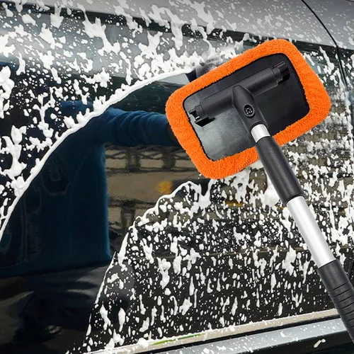 Vista 6 de Ziciner Limpiador de Parabrisas de Coche, Limpiaparabrisas de Limpieza Automática de Microfibra con Mango Extensible de Aluminio y 2 Cabezales