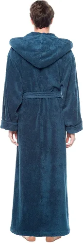 Vista 3 de Arus - bata de baño de algodón hasta el tobillo con capucha estilo turco, para hombre