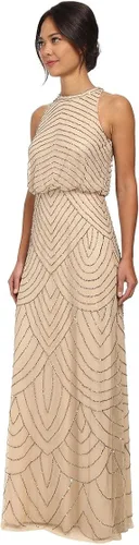 Vista 2 de Adrianna Papell Vestido estilo blusa con cuentas Art Deco para mujer con escote halter