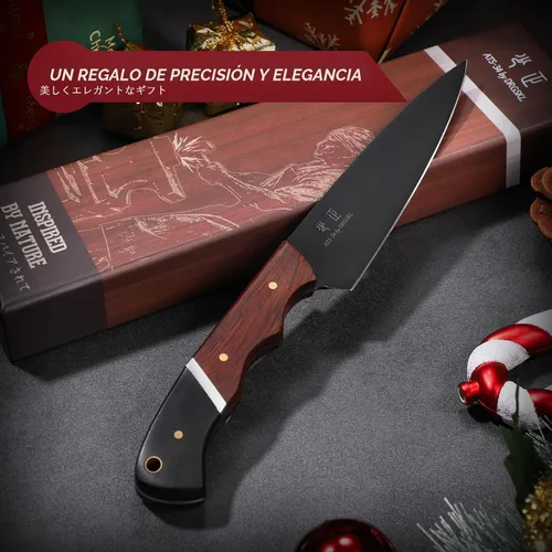 Vista 7 de DRGSKL - Cuchillo utilitario de cocina de Japón - Cuchillo pequeño de chef de 5 pulgadas forjado de una sola pieza de acero de alto carbono ATS-34
