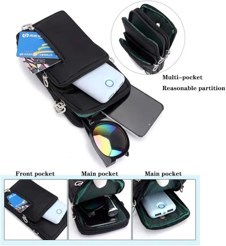 Vista 6 de Mintegra - Bolso bandolera para teléfono (nailon, para caminar, correa de hombro, para caminar, correa deportiva)