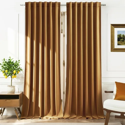 Vista 8 de Timeper Cortinas opacas de terciopelo negro de 42 pulgadas de ancho x 84 pulgadas de largo, cortinas opacas para dormitorio, sala de estar, cortinas