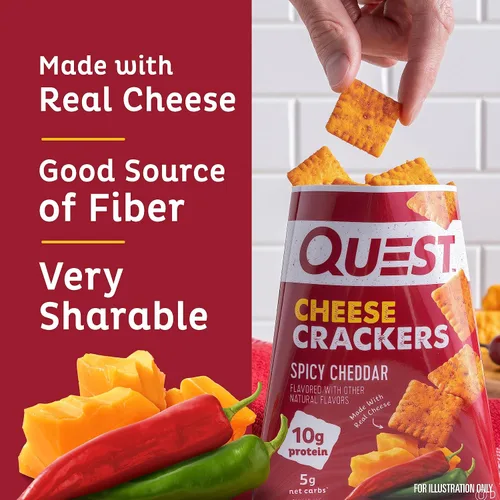 Vista 4 de Quest Nutrition - Galletas de queso cheddar explosivo, 0.35 onzas de proteína, bajas en carbohidratos, hechas con queso real, 12