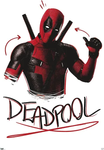 Vista 9 de Trends International Marvel Deadpool Legacy - Póster de pared con pulgares arriba, 14.72 x 22.37 pulgadas, versión enmarcada de madera de granero
