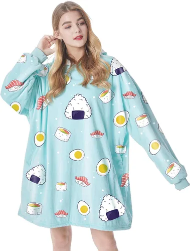 Vista 11 de Felicigeely Blanket Hoodie Wearable Blanket Sweatshirt Oversized Hooded Blanket Sweater Gift for Women