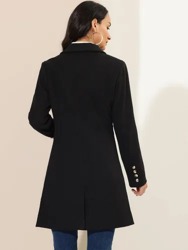 Vista 5 de Allegra K Abrigos de invierno con solapa y muesca para mujer Coffee