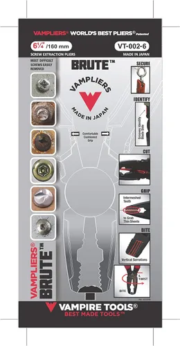 Vista 6 de VAMPLIERS BRUTE - Alicates extractores de tornillos de 6.25 pulgadas + bolsa de herramientas. Fabricado en Japón. Herramienta multiusos