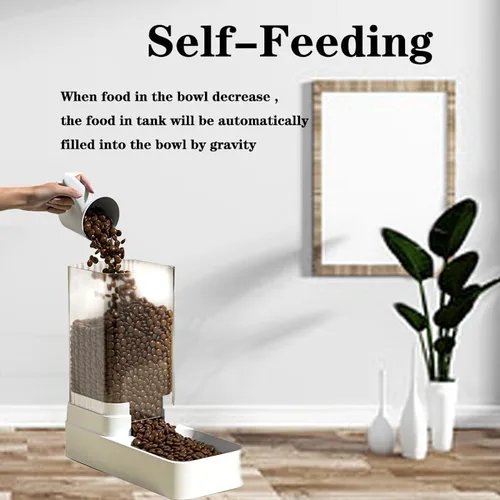 Vista 3 de iGeekPet Care-NeverMissMeal - Juego de comedero y dispensador de agua para mascotas por gravedad, alimentador automático para perros y dispensador