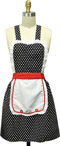 Vista 2 de Delantales de uniforme de cocina para mujer, negro, talla única de EE. UU