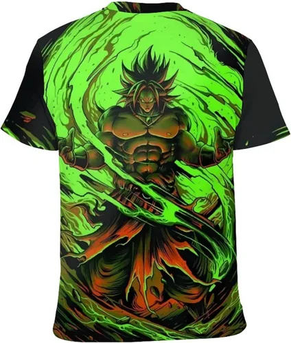 Vista 7 de Saiyajin Broly - Camisetas casuales para hombre, manga corta, unisex, cuello redondo, camisetas para jóvenes y adultos